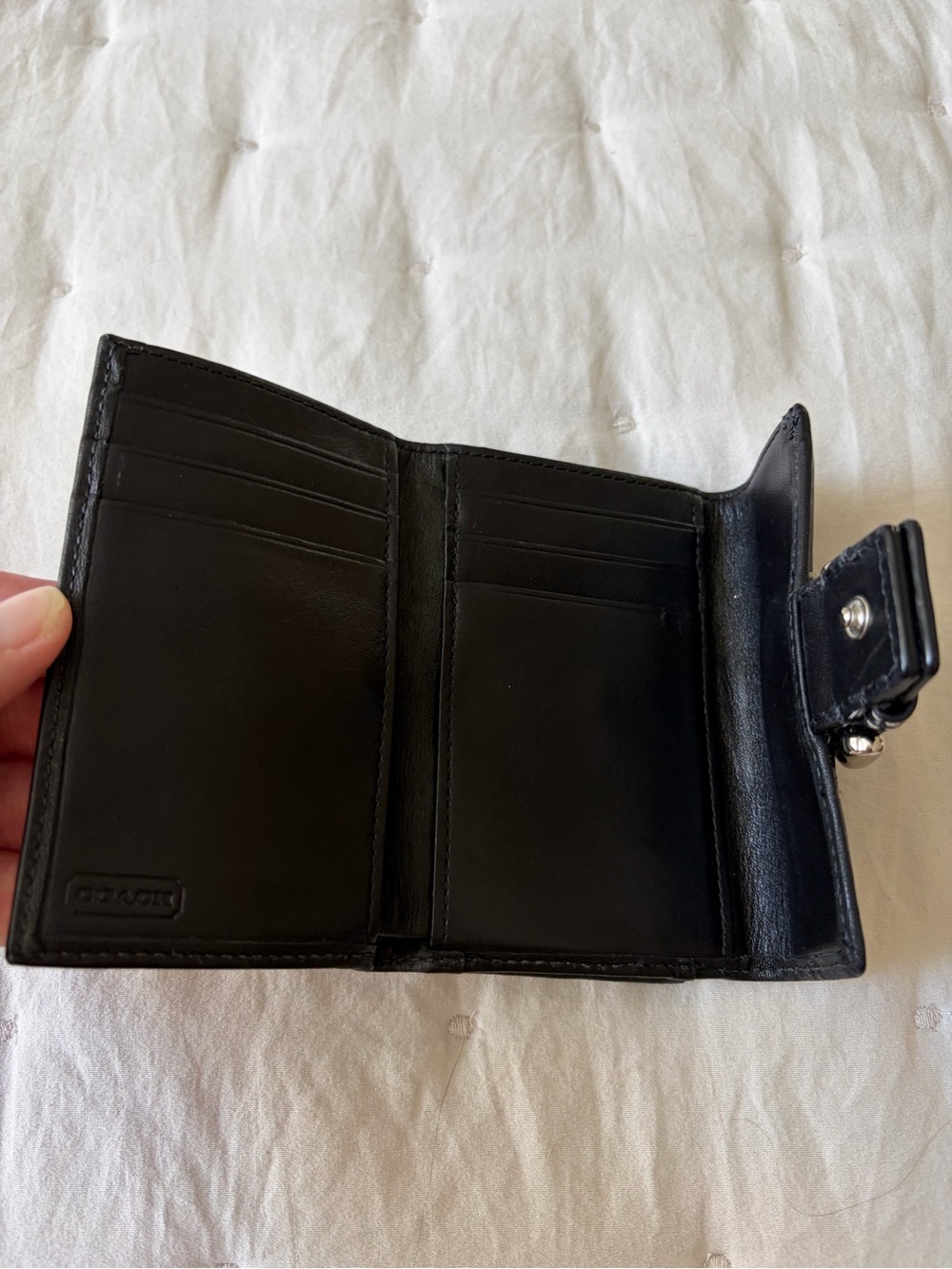 Coach Black Leather Wallet with Silver Buckle - Picture 3 of 3
